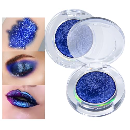 Prreal Chameleon Sombra de ojos, sombra de ojos multicroma, sombra de ojos brillante, sombra de ojos, paleta de sombras de ojos metálica, de larga duración, regalo de maquillaje para mujeres (05 azul)