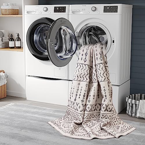 Art&Tuft Area Rug 5X7, Super Soft Ultra-Thin Moroccan Washable, Anti-Slip Backing Rugs For Living Room, Foldable Geometric Machine Washable (5'X7', Ivory) #TOP4