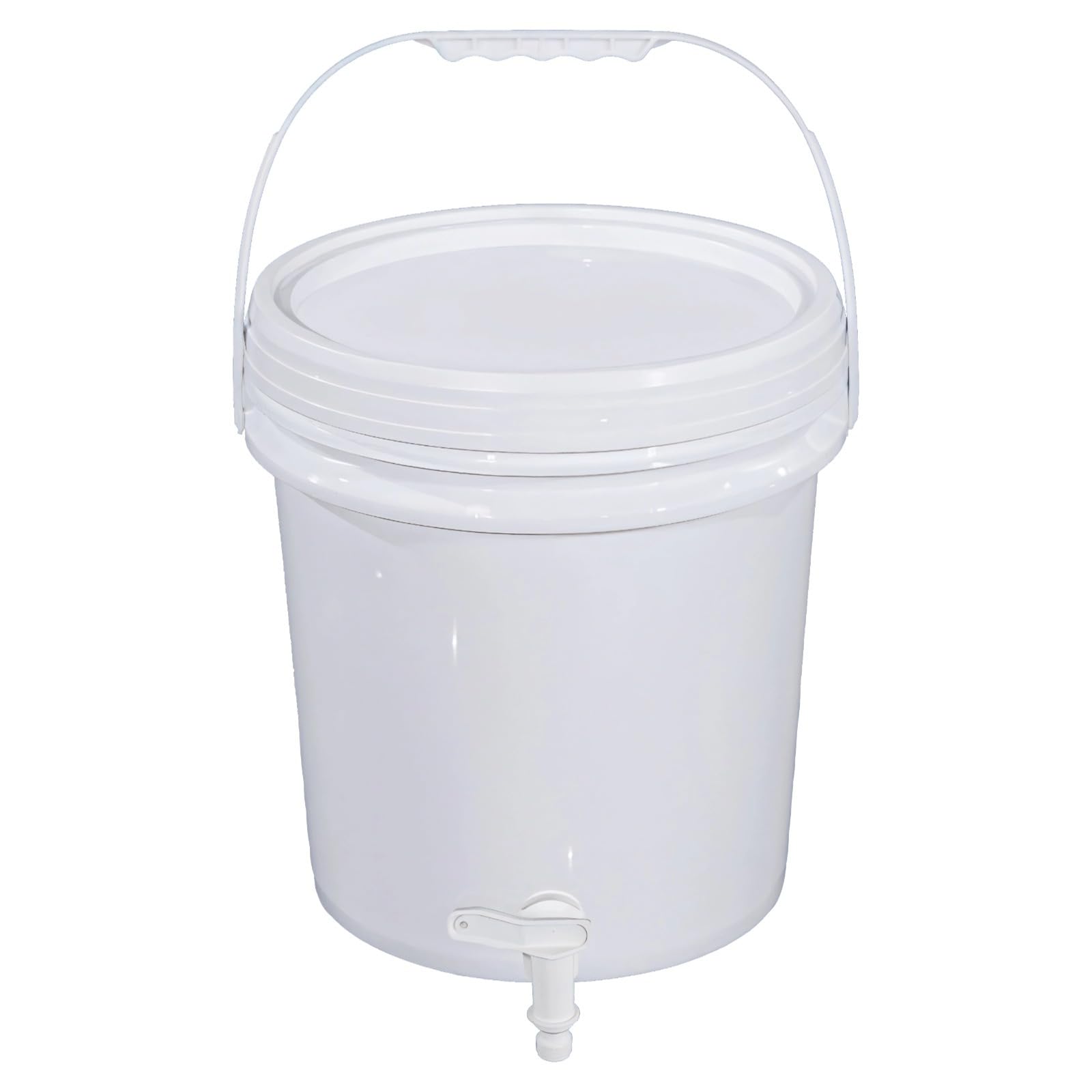 Auslaufsicherer, lebensmittelechter Eimer, 10 l, Kunststoff-Wasserbehälter, stapelbar, Schraubverschluss und Zapfhahn, für Haushalt und Lebensmittel, Flüssigkeitsaufbewahrung und -dosierung