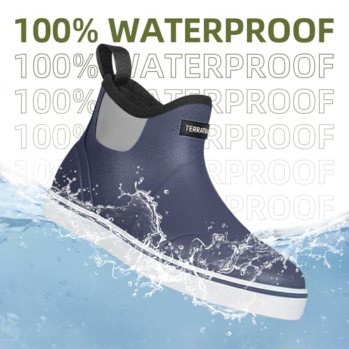 Image of Men's Waterproof Deck Boots, Slip-On Ankle Rubber Boots