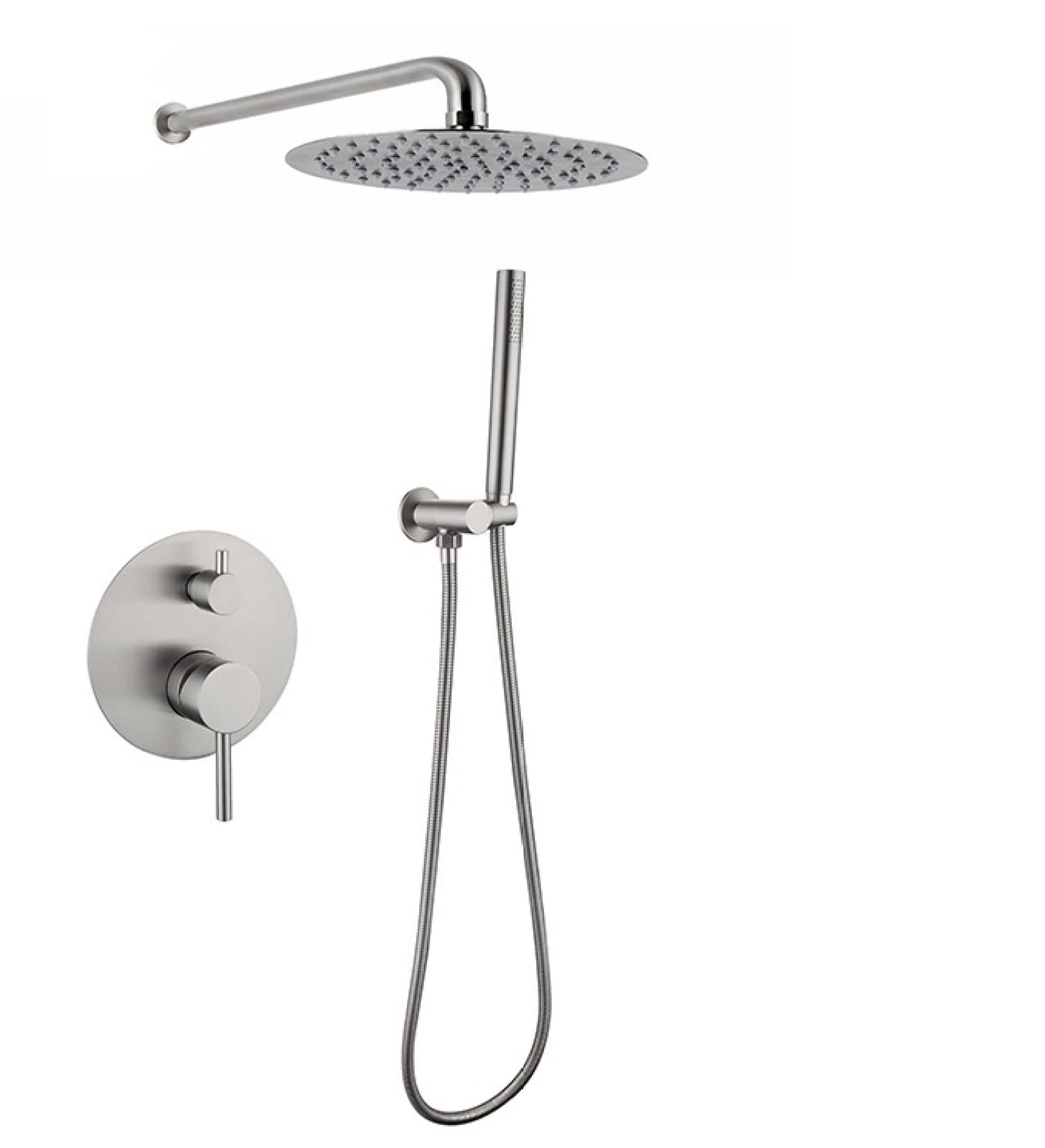 OZBMA The Wall Shower is Full Set of Pure Copper Built-in Top Head, Concealed Supercharged Set, Gun Ash 12 Inch Spray