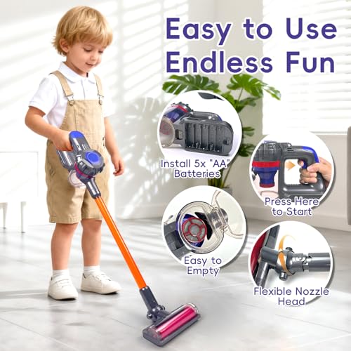 VARANO 3-in-1 Kids Vacuum That Really Works, Toddler Toy Vacuum Cleaning Toys for Kids Aged 3+, Fun Working Play Vacuum Cleaner with Working Suction for Realistic Pretend Play by VARANO - Image 4