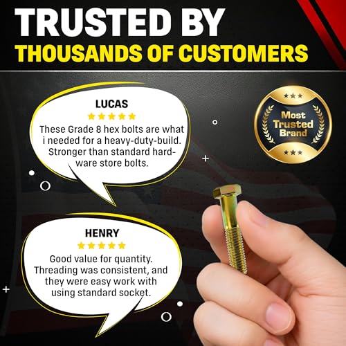 Image of Chenango Supply 5 /8-11 x 3 Grade 8 Hex Head Cap Screws | Alloy Steel Hex Bolts, 150,000 PSI Tensile Strength, Yellow Zinc Chromate Finish, USS Coarse Thread Fasteners (10 Pack)