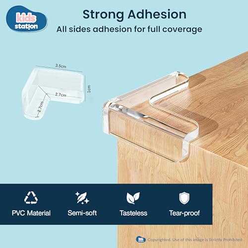 Image of Kids Station Baby Proofing Guards for Furniture-Table Guards with Soft Silicone, Sharp Corner Protection, Transparent PVC-Childproof Safety (L-Shape Transparent Corner Guards, Pack of 12)