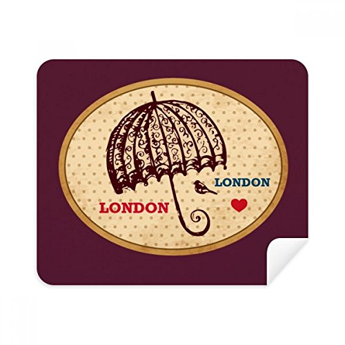 UK London 傘スタンプ 英国のクリーニングクロス スクリーンクリーナー 2枚 スエード生地