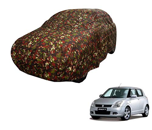 Image of Auto Hub Car Cover Compatible with Maruti Swift with Weather Proof, Triple Stitched, Swift Car Cover Jungle Look