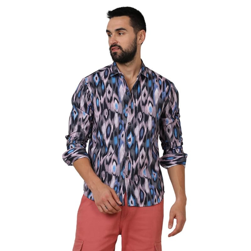 Image of CAHOOT Men's Twisted Crease Shirt for Casual Wear | Spread Collar | Long Sleeve | Button Closure | Shirt Crafted with Comfort Fit for Everyday Wear