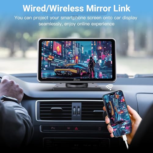Image of Carpuride Portable Wireless CarPlay Screen for Car- 7 Inch Car Play Screen Compatible with Android Auto and Apple CarPlay - Multimedia Player, Bluetooth, Navigation Screen for All Vehicles