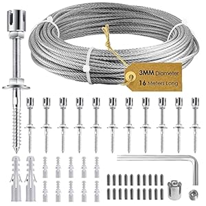 S SMAUTOP Plantsteun, roestvrij stalen trellis voor klimplanten (12 houders, 16 m touw)
