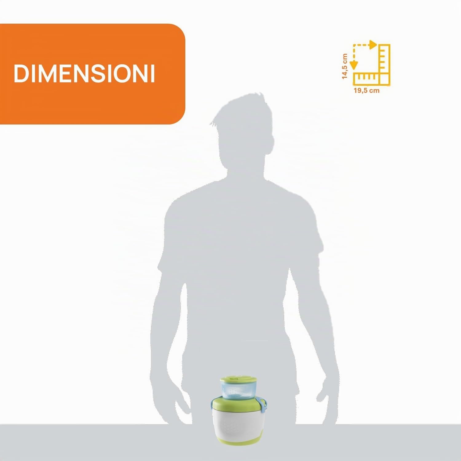 Chicco Thermos Portapappa System Easy Meal 350 ml Mantiene temperatura 6 ore Alimenti caldi freddi Contenitore 180 ml Cucchiaio Viaggio Verde