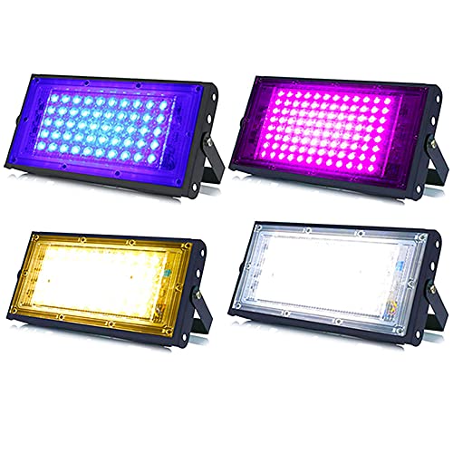 Image of MLD 10w Led Flood Lights IP66 Waterproof Indoor Outdoor Led Brick Focus Street Light Multi color Combo Set | Blue, Pink, Yellow, White| Pack of 4