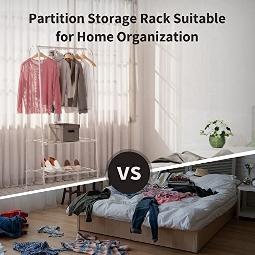 LONENESSL Metal Clothes Rail Garment Rack, Small Coat Rack Hanging Rail with 2 Tier Storage Shelf, A-shaped Clothes Rack - Image 4