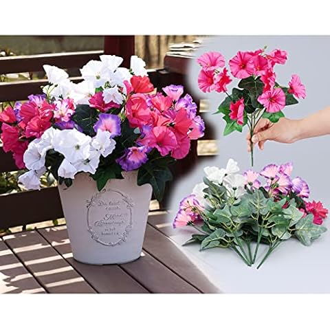 QIANYUN 6 Bunches Bouquet of Artificial Silk Flower Carnations,12" Bouquet and Green Leaf for Photo Props Home Party (6, Red Purple White) Cover