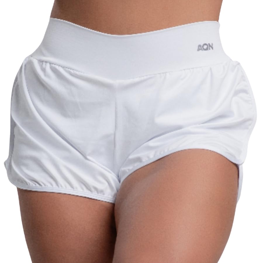 Short Fitness Feminino Beach Tennis Versatily Academia Casual Corrida Treino - AQN SPORT (BR, Alfa, G, Regular, Regular, Padrão, Branco)