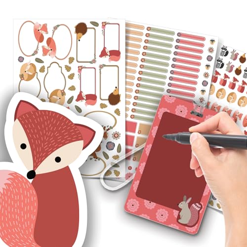 Etiqueta Escolar Menina com TAG + Caneta (Raposinha, Etiquetas + 1 TAG de Mochila)