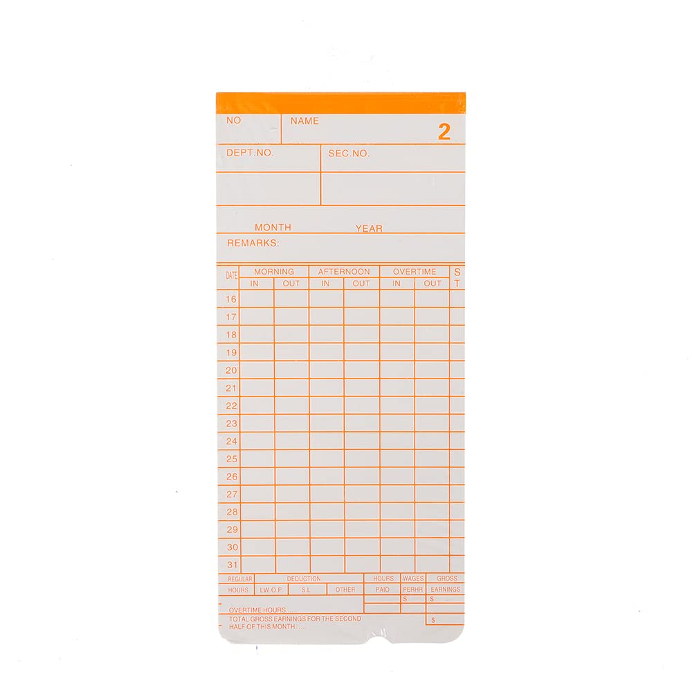 250 tarjetas de sello mensuales, 18 cm, tarjetas de sello, tarjetas semanales, reloj de tiempo, organizador, oficina, accesorios de almacenamiento para reloj de sello, reloj de punzón, registro de