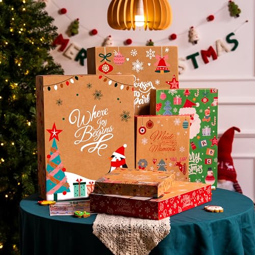 JOYIN 12 PCS Christmas Shirt Gift Boxes with Lids for Presents, Large Robe Cardboard Boxes, Xmas Classic Decorative Box for Clothes, Birthday Holiday Wedding Gift Wrapping Decor, Hat, Sweater and Coat - Image 5