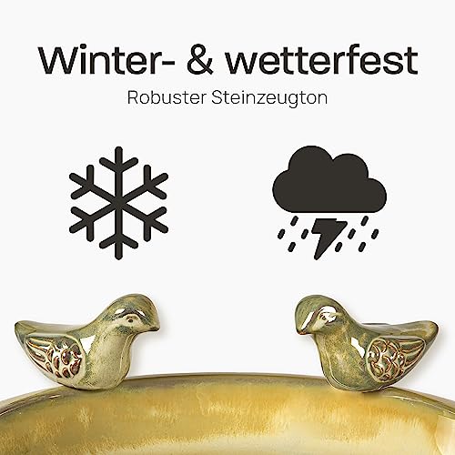 Vogel-Tränke Aus Steinguss Grau 9cm - Frostsicher Für Garten Außenbereich