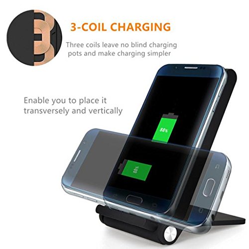 Wireless Charger 10W Fast Folding Stand 3-Coils Charging Pad Slim Compatible with LG Velvet 5G, V30, G6 Phones