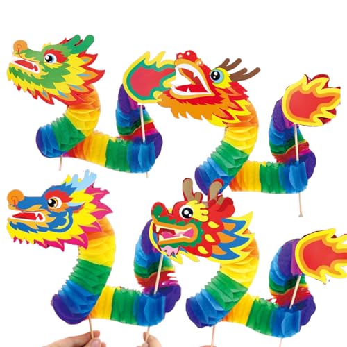 Eterspr 4 PCS Diseño de Dragón Guirnalda de Papel, Guirnalda Dragones Chinos, Chino Artesanía Marionetas de Dragón, para Manualidades, Regalos, Decoración de Casa