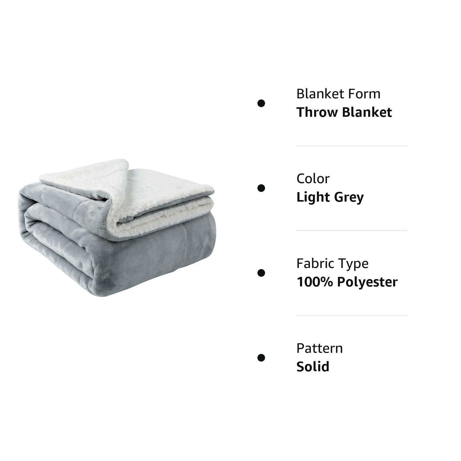 NANPIPER Sherpa Blanket Warm Blankets for Winter Super Soft Fuzzy Flannel Fleece/Wool Like Reversible Velvet Plush Couch Blanket Lightweight(Light Grey Throw Size 50"x60")