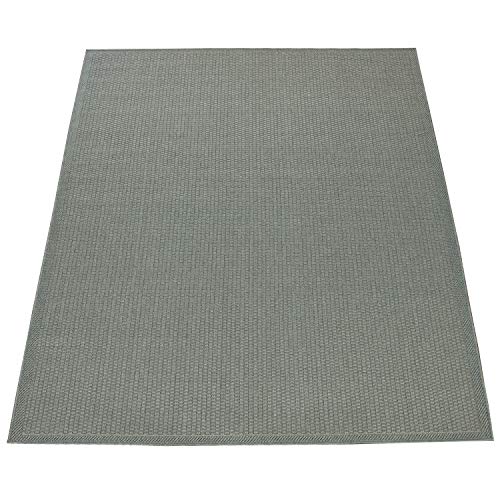 Paco Home In- & Outdoor Teppich wetterfest für Garten, Terrasse & Balkon flachgewebt in Moderner Sisaloptik einfarbig pflegeleicht & UV-beständig, Grösse:60x100 cm, Farbe:Grün