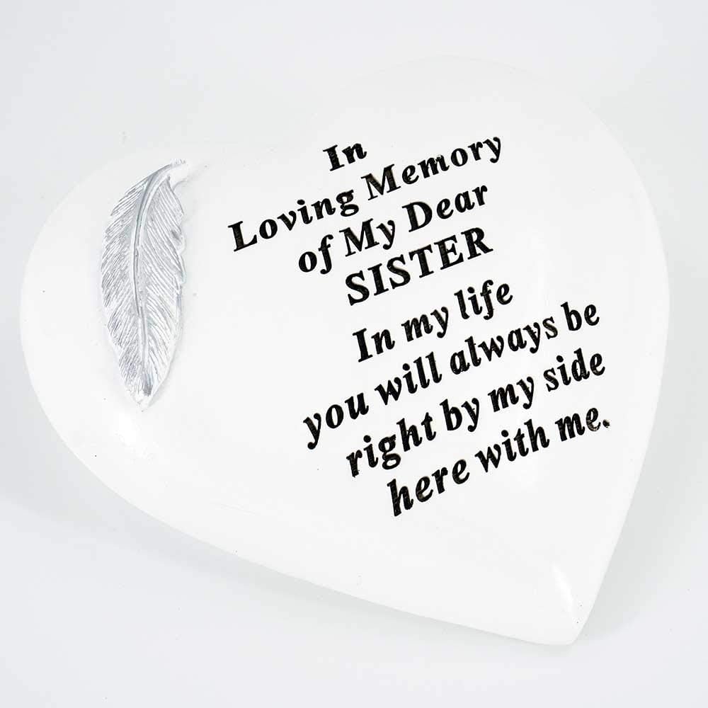Special Sister Graveside Memorial Feather Heart Grave Plaque Ornament Decoration BigaMart