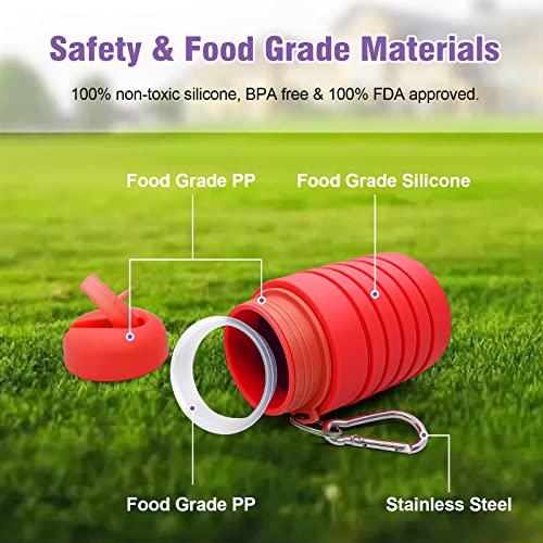 Luuttle 20Oz Collapsible Silicone Water Bottle - Reuseable Water Bottles For Sports Gym Travel Essentials Camping Hiking Lightweight #TOP2