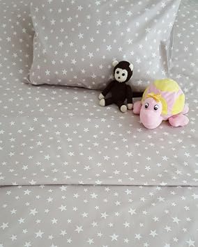 MER-T M 60x120 Rubber Ranforce Baby Sheet Set-Grey Star Grey/60 cm