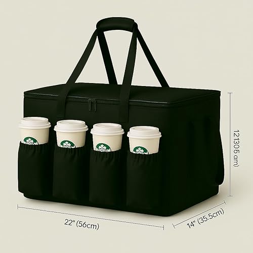 Miniatura 7 de musbus Bolsa de catering para doordash uber eats 22x14x13 Bolsa aislada para entrega de alimentos con portavasosportabebidas Premium XXL, bebidas,