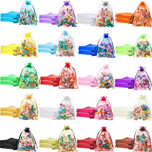 Shappy 200 Pieces 4 x 6 Inches Drawstring Organza Bags Multi-Colored Organza Favor Pouches Bags Sheer Drawstring Candy Bags for Party Wedding Christmas Valentine Favor Bags