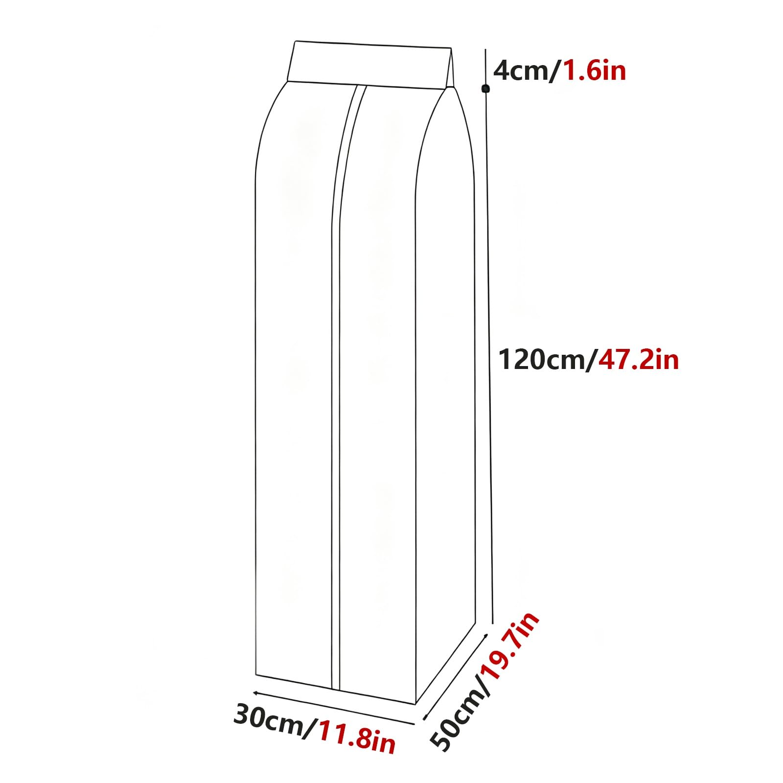 Wiszący Pokrowiec na Ubrania, Trójwymiarowy Pokrowiec na Garnitur | Przezroczysta,zapinana na zamek,odporna na kurz i wilgoć,idealna do przechowywania(120x30cm/47.2x11.8in)