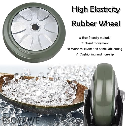 ヘビーデューティ工業用キャスターホイール 4個セット、3インチ 4インチ 5インチ 6インチ ブレーキ付きソリッドラバーホイール、動