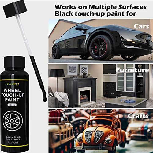 Image of Black Rim Touch Up Paint for Cars, Black Wheel Paint Repair Kit,Curb Rash Repair Kit 2oz /60ml