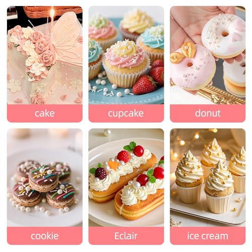 Image of Edible White Sprinkles for Cake Decorating,Edible Pearl Jimmies Sugar Mix Size 130g /4.58oz,Baking Candy Decorations,Cupcake Toppers,Cookie Donuts Ice Cream Dessert Decorating,Wedding Birthday Party Supplies