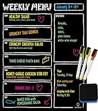 Menu Chalkboard, Weekly Menu Magnet for Fridge + 3 Magnetic Chalkboard Markers. Menu Planner...