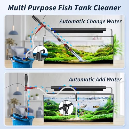 Image of Fish Tank Cleaner, Aquarium Gravel Cleaner, 530GPH /32W Electric Fish Tank Cleaning Tools, Adjustable Water Flow Fish Tank Gravel Cleaner Vacuum, Aquarium Cleaner Kit for Water Chang, Wash Sand (Red)