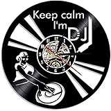 orologio da parete 30 cm divertente dicendo mantieni la calma i'm dj wall art orologio da parete dj mixer giradischi giradischi in vinile giradischi hip hop vinyl record clock music art clocks record