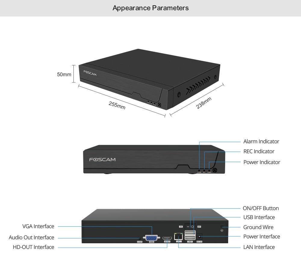 NVR 8 Canales Foscam FN9108H de 8 Canales a 5MP con función P2P con aplicación Foscam
