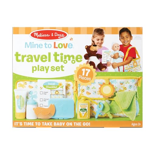 Melissa & Doug Mine to Love Travel Time Play Set for Dolls with Diaper Bag, Bottle, Sunscreen, More (17 pcs) - Baby Doll Accessories, Baby Doll Sets for Kids Ages 3+ - image 5