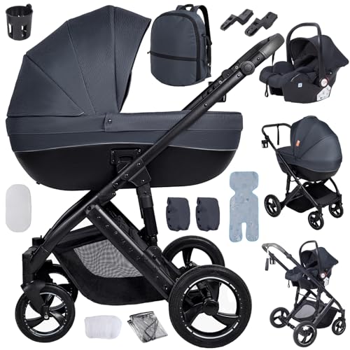 Aveainelle Poussette 3 en 1 Pour Bébé, Poussette Trio de Voyage Inclinable et Réversible,...