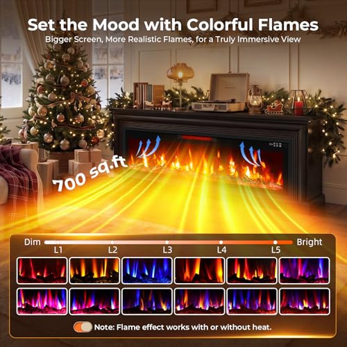Image of BREEZEHEAT 70'' Fireplace TV Stand, Large Electric Fireplace with Mantel