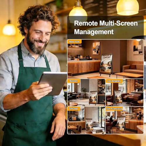 Image of 32 inch Digital Signage Display, 700nits Portable Digital Signage, LCD Advertising Display, Plug&Play, CMS, 24 /7 Operation, Split Screen, HDMI /USB /WiFi /Android with Auto Media Player for Restaurant