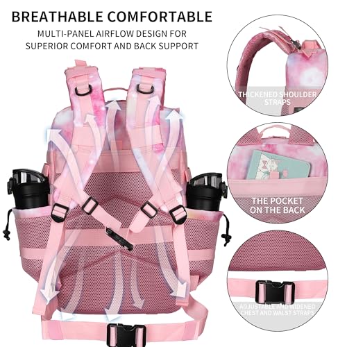 Image of Military Tactical Backpack 45L /25L 3 Day Assault Pack Molle Daypack Hiking Backpack for Men and Women (Pink StarrySky, 45L)