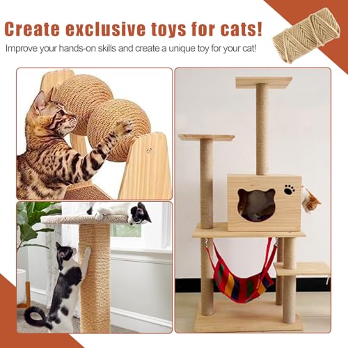 Niserelesa Corda de sisal natural de 295 pés/90 m para arranhar gatos, corda de cânhamo de juta de 6