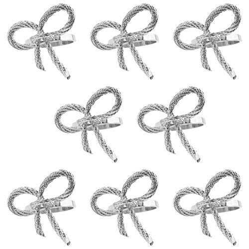 Juego de 8 servilleteros de Año Nuevo con lazo para servilletas de boda, soportes para fiestas, bodas, Navidad, fiestas, anillos de regalo