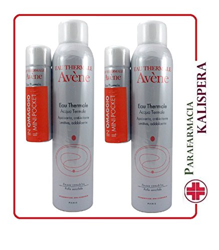 Avène 2 thermal water sprays 300 ml, includes free Mini-pocket sprays 50 ml, soothing action, for sensitive, hyper-sensitive and allergic skins