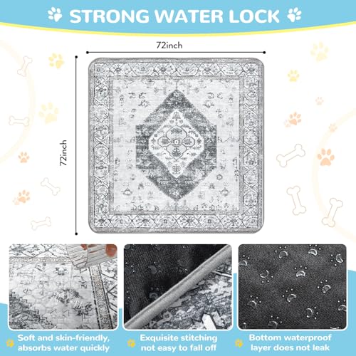 Image of Lahome Extra-Large Washable Dog Pee Pads (72 inchx72 inch) - Super Absorbent & Waterproof - Leakproof Reusable Mat for Playpens, Beds & Whelping , Convenient Cleanup,Gray