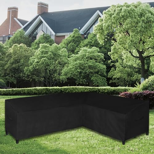 Image of Easy-Going Patio L-Shaped Sectional Sofa Cover, 110 inchX85 inch Waterproof Heavy Duty Outdoor Garden Furniture Cover (Right Facing, Black)