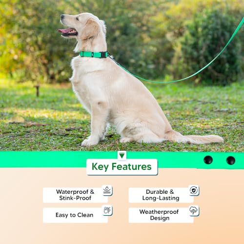 Image of Adil's Biothane Waterproof Dog Collar, Dog Leash & Collar Leash Combo | Heavy Duty TPU Coated Webbing | Adjustable Quick Release Buckle | Odour Resistant (Forest Green, L-22, Leash Only)